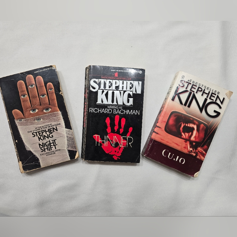 Vintage Stephen King 70's & 80's Thinner Nightshift And Cujo Paperback Book Set
